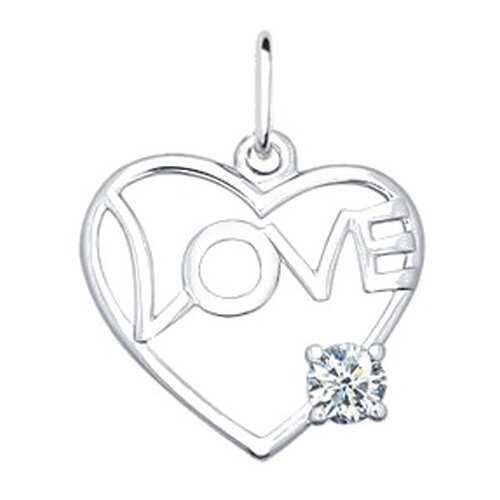 Подвеска «Love» с фианитом SOKOLOV 94030675 в Московский Ювелирный Завод