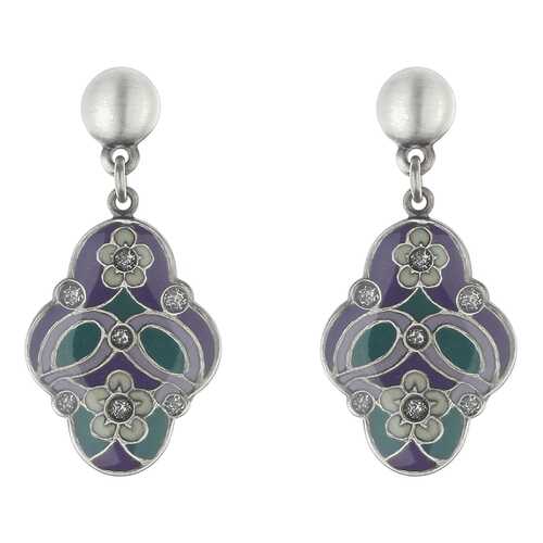 Серьги Clara Bijoux A74371 V фиолетовые, зеленые, белые в Московский Ювелирный Завод