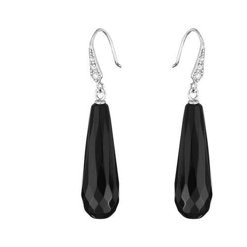 Серьги My-bijou Капли агат черный 4,5 см в Московский Ювелирный Завод